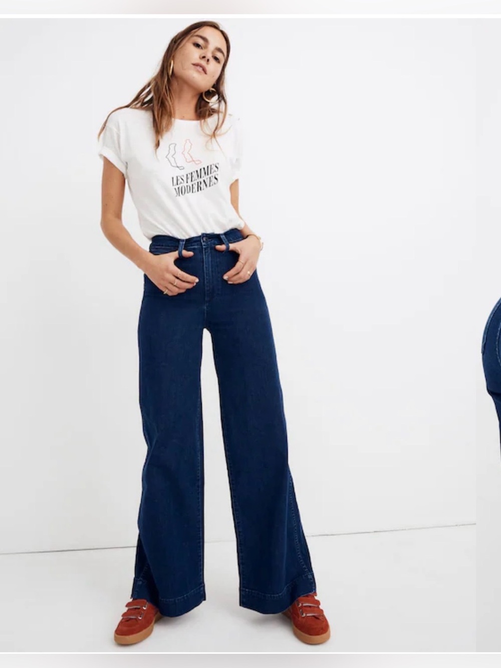 Madewell Emmett Wide Leg Jean Dark Wash Welt 26